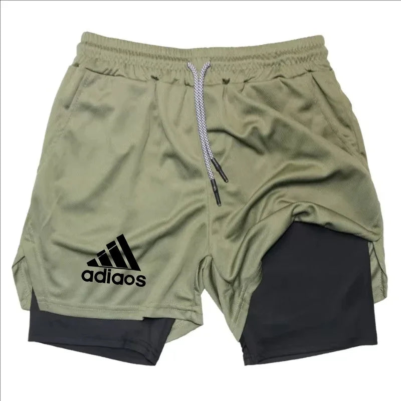 Men's 2-in-1 Compression Shorts — Mesh Gym & Running Shorts