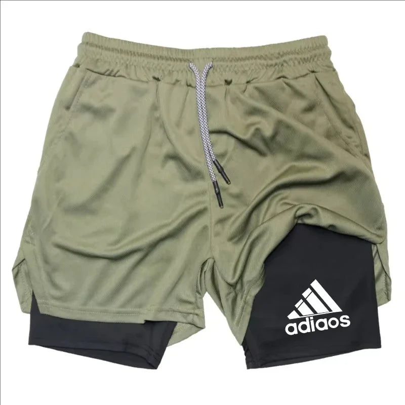 Men's 2-in-1 Compression Shorts — Mesh Gym & Running Shorts