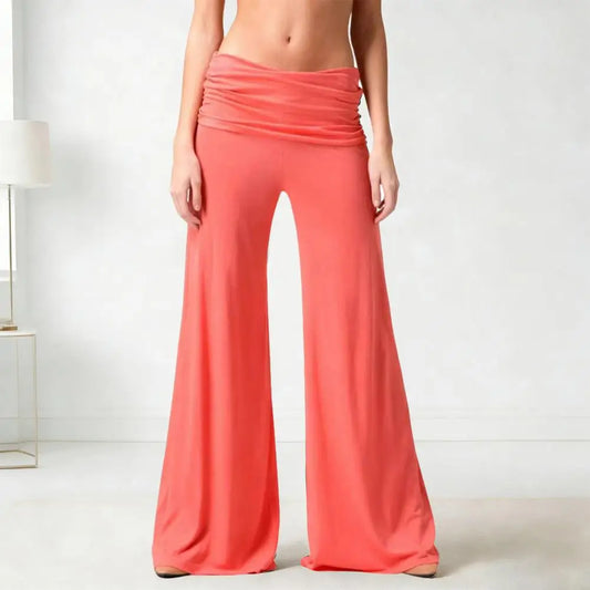 High-Waist Wide Leg Yoga Pants — Pleated Loose Fit Loungewear