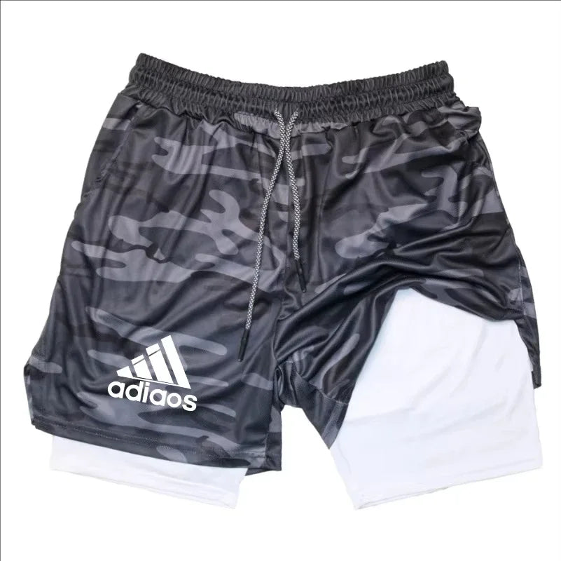 Men's 2-in-1 Compression Shorts — Mesh Gym & Running Shorts