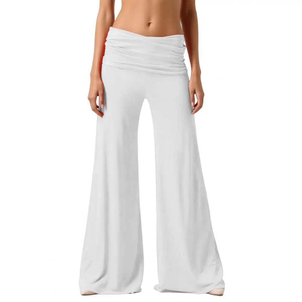 High-Waist Wide Leg Yoga Pants — Pleated Loose Fit Loungewear