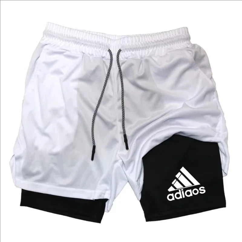Men's 2-in-1 Compression Shorts — Mesh Gym & Running Shorts