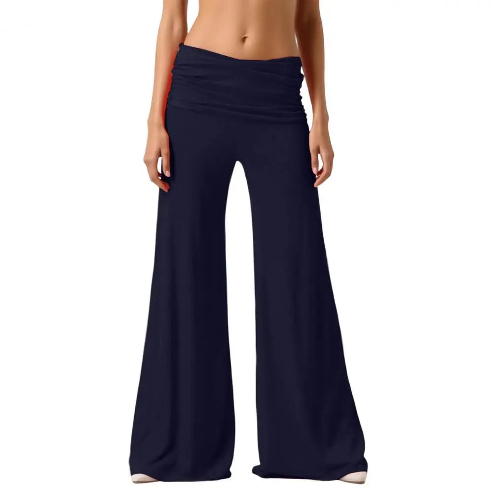 High-Waist Wide Leg Yoga Pants — Pleated Loose Fit Loungewear