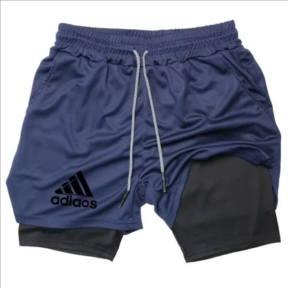 Men's 2-in-1 Compression Shorts — Mesh Gym & Running Shorts