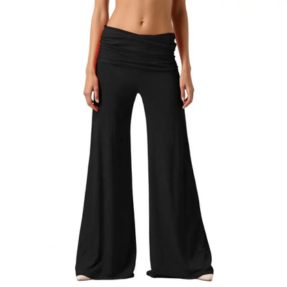 High-Waist Wide Leg Yoga Pants — Pleated Loose Fit Loungewear