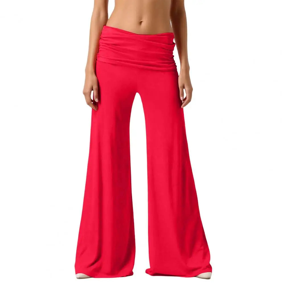 High-Waist Wide Leg Yoga Pants — Pleated Loose Fit Loungewear