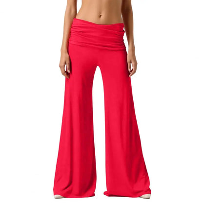 High-Waist Wide Leg Yoga Pants — Pleated Loose Fit Loungewear