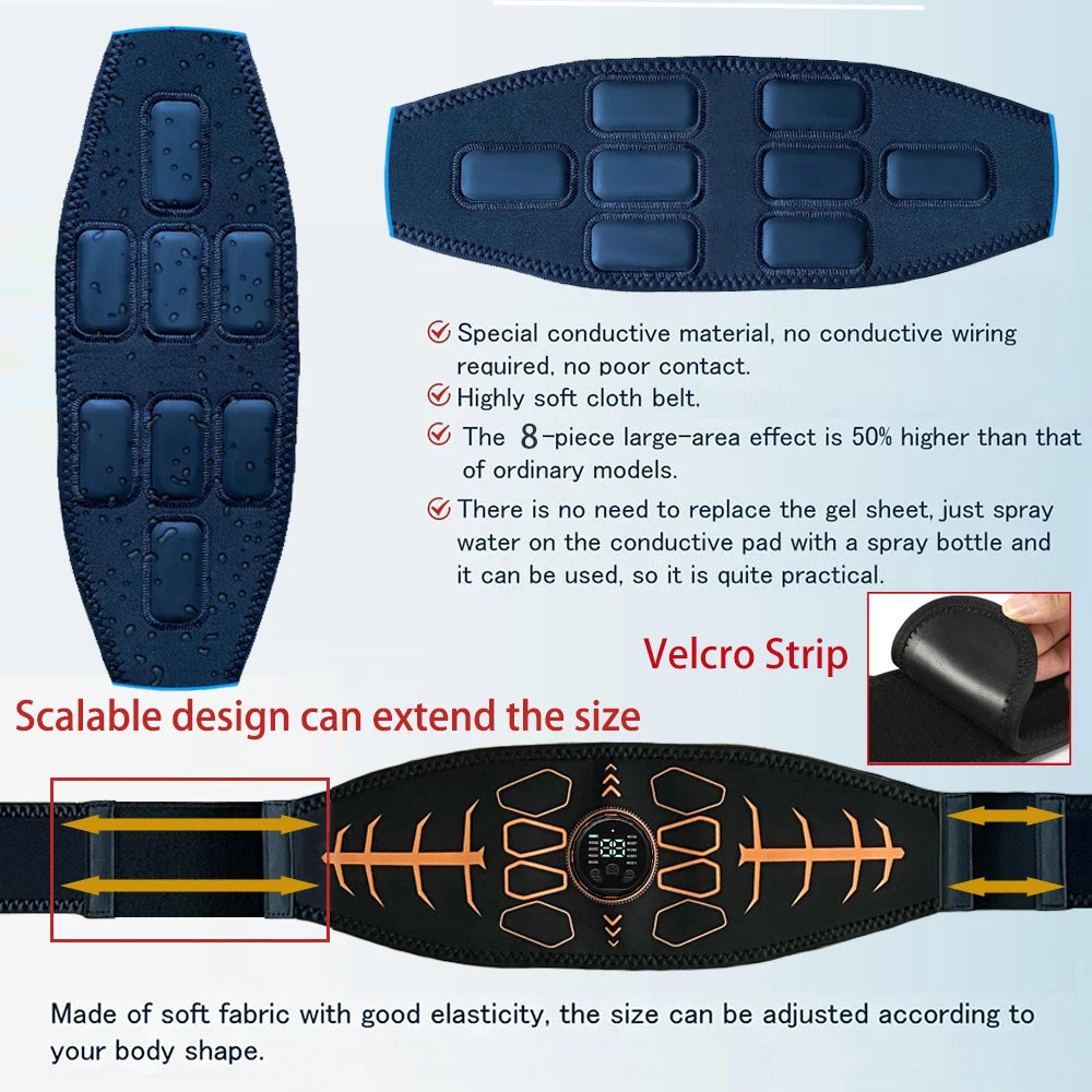 Smart EMS Abs Toning Belt — Electric Muscle Stimulator & Core Trainer