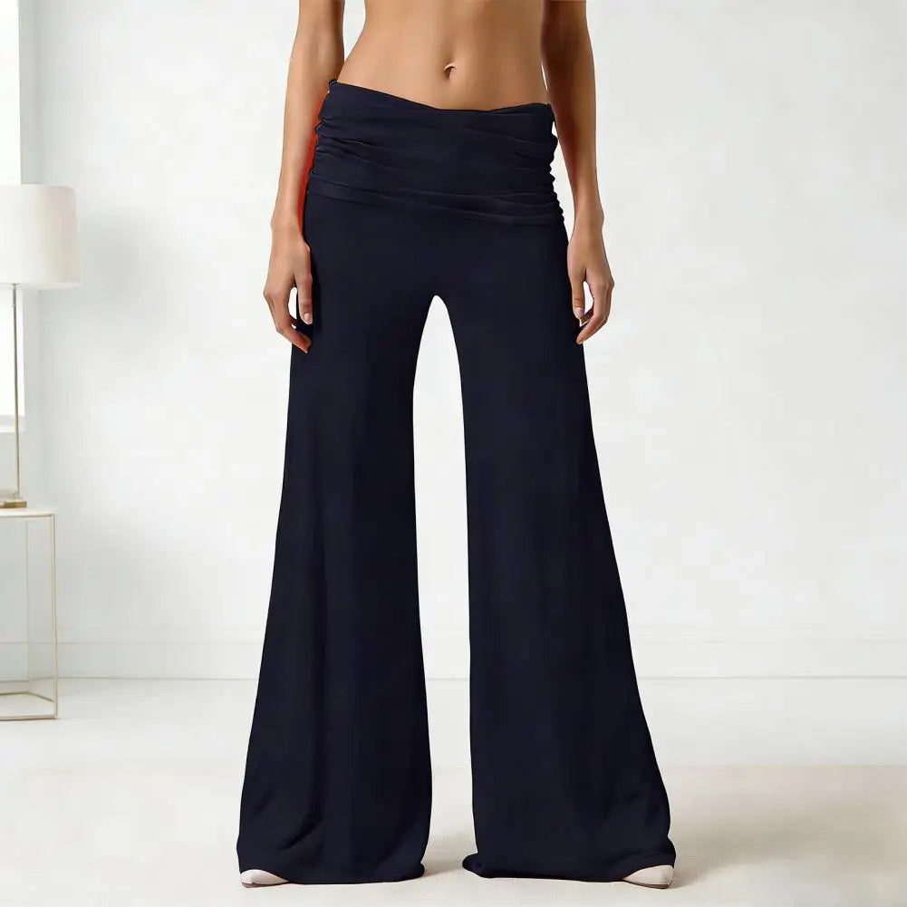 High-Waist Wide Leg Yoga Pants — Pleated Loose Fit Loungewear