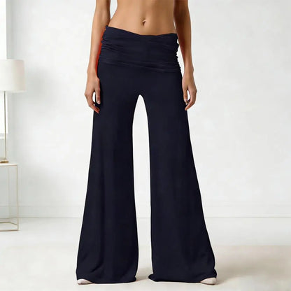 High-Waist Wide Leg Yoga Pants — Pleated Loose Fit Loungewear