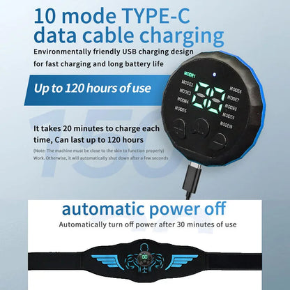 EMS Abs Toning Belt — 10 Modes, 30 Intensities, USB-C Rechargeable