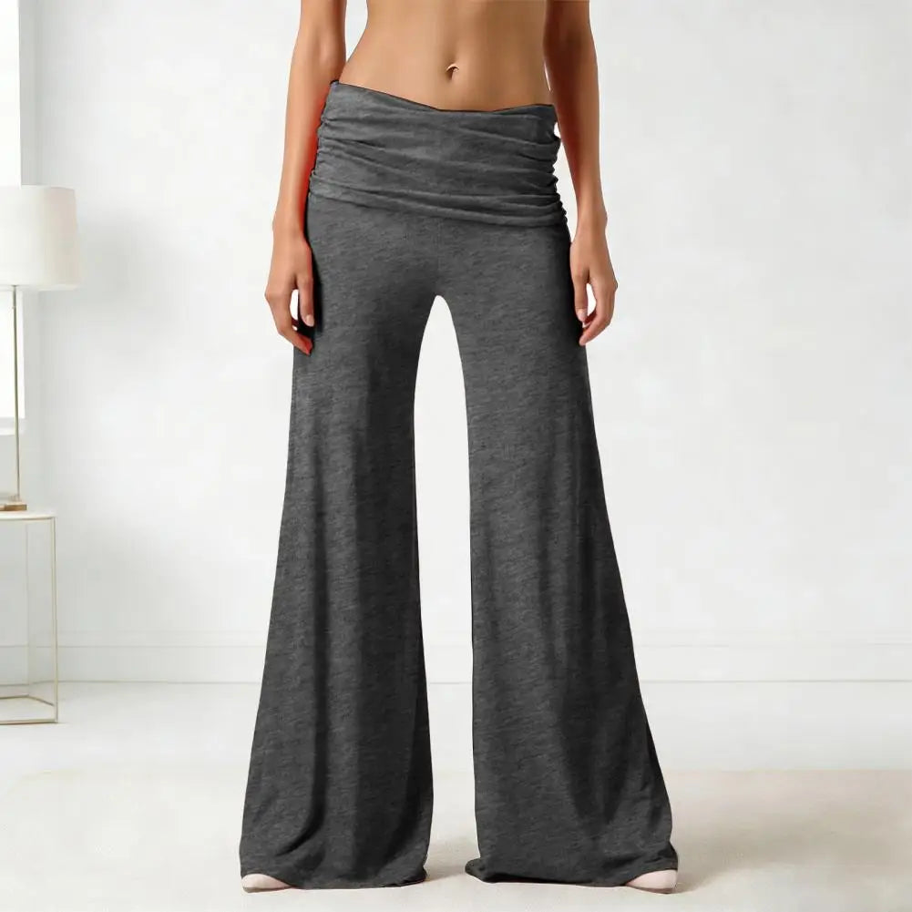 High-Waist Wide Leg Yoga Pants — Pleated Loose Fit Loungewear
