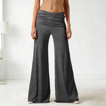 High-Waist Wide Leg Yoga Pants — Pleated Loose Fit Loungewear
