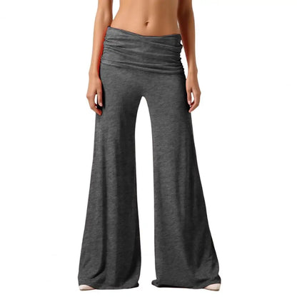 High-Waist Wide Leg Yoga Pants — Pleated Loose Fit Loungewear