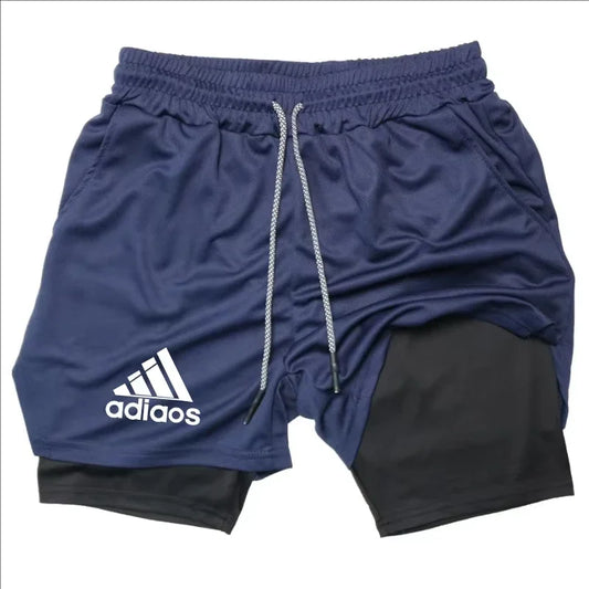 Men's 2-in-1 Compression Shorts — Mesh Gym & Running Shorts
