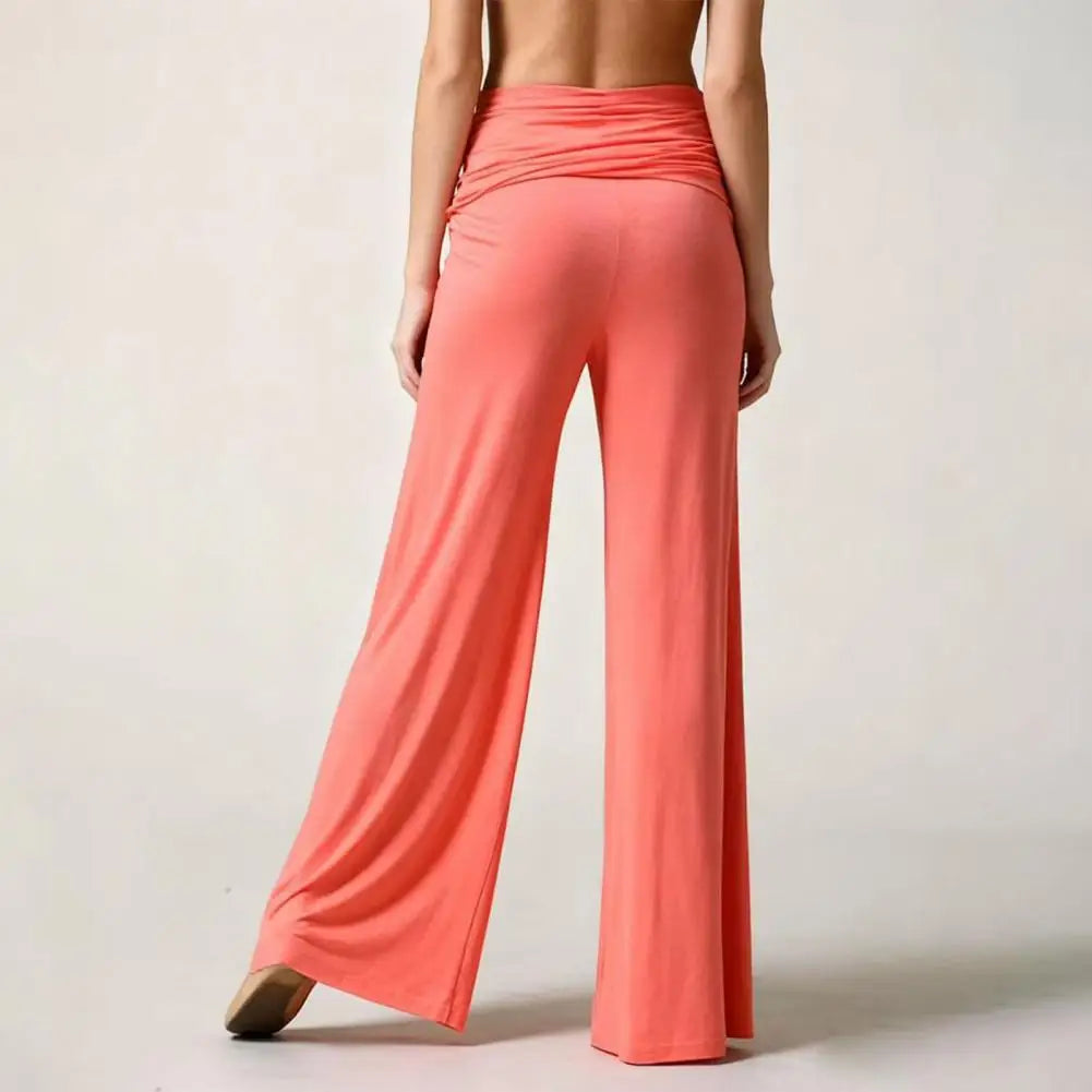 High-Waist Wide Leg Yoga Pants — Pleated Loose Fit Loungewear