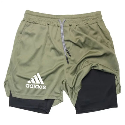 Men's 2-in-1 Compression Shorts — Mesh Gym & Running Shorts