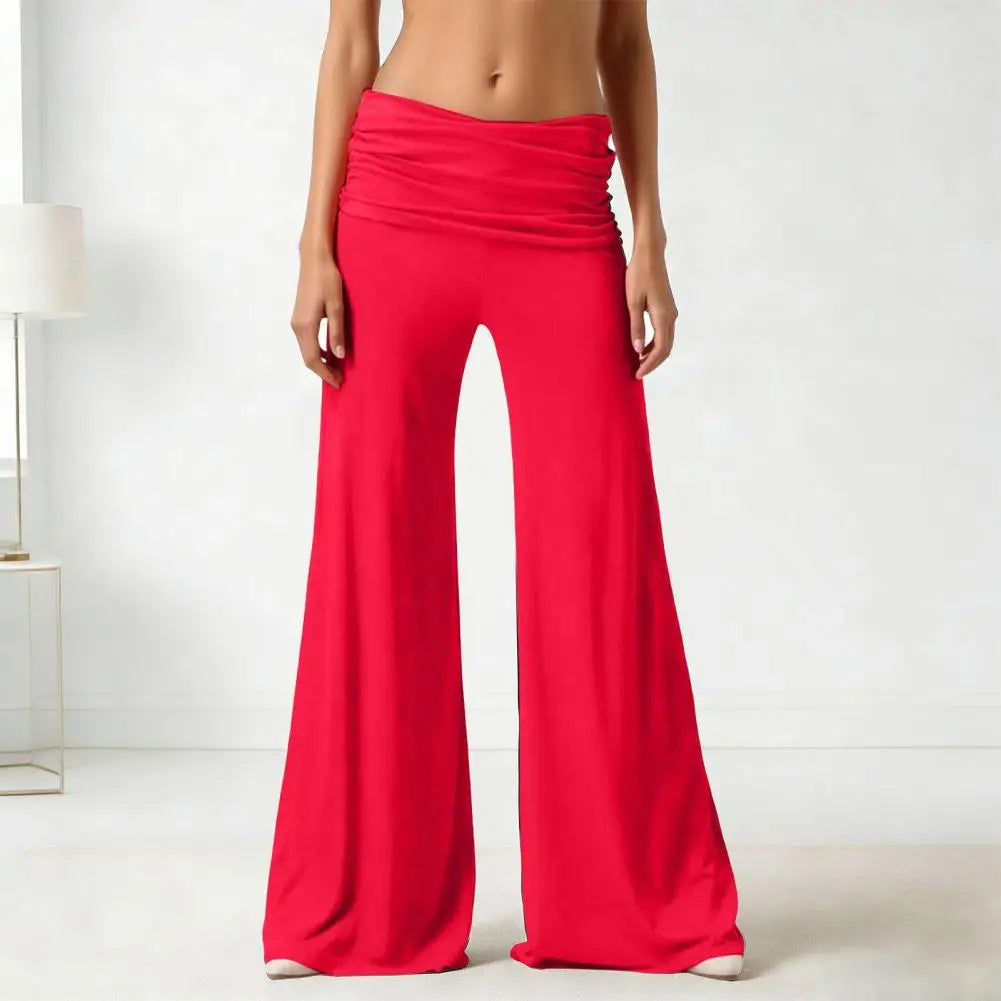 High-Waist Wide Leg Yoga Pants — Pleated Loose Fit Loungewear